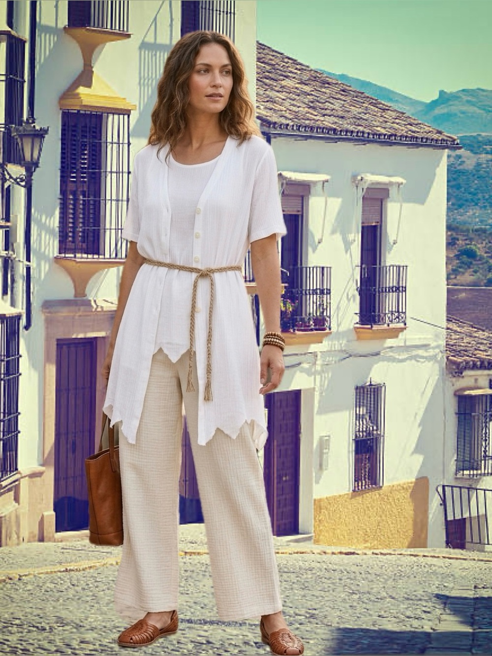 Vintage Embroidered Tunic Blouse and Vest Set